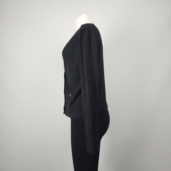 CABI Black Cotton Knit Goals Button Up Cardigan Size M - Picture 5 of 9